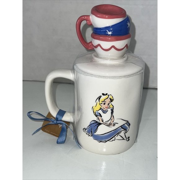 RAE DUNN Disney Alice In Wonderland "MAD TEA PARTY" Double Sided Mug Topper. NEW - Picture 10 of 16